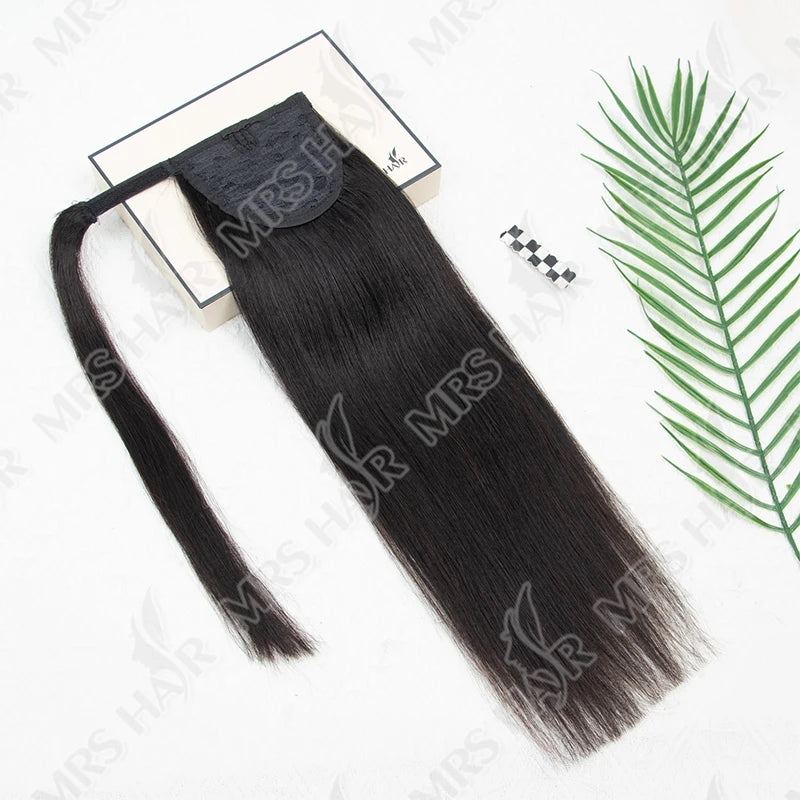 Chocolate Brown Human Hair Ponytail Real Natural Hair Clip In Ponytail Human Hair High Ponytails #2 Dark Brown 14-22 Inch