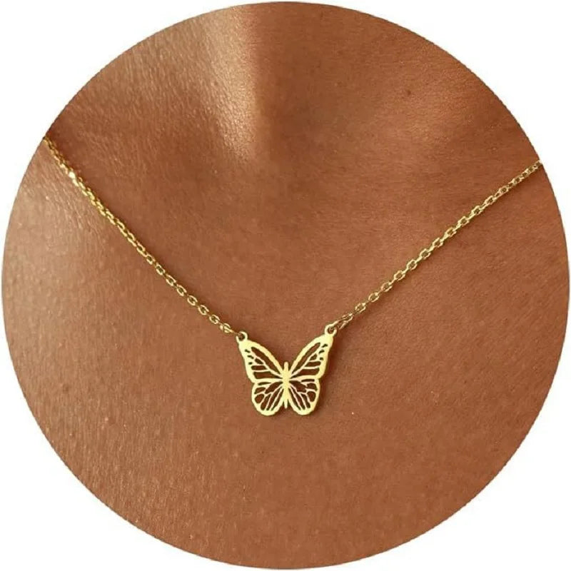 14K Gold Plated Dainty Butterfly Pendant Necklace Simple Jewelry Gift for Women Trendy Personalized Jewelry Gift Non Tarnish