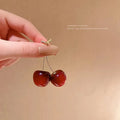 2024 Trendy Small Fresh Sweet Lovely Cherries Earrings Pendant Fruit Earrings Red Cherry Earrings Charm Jewelry