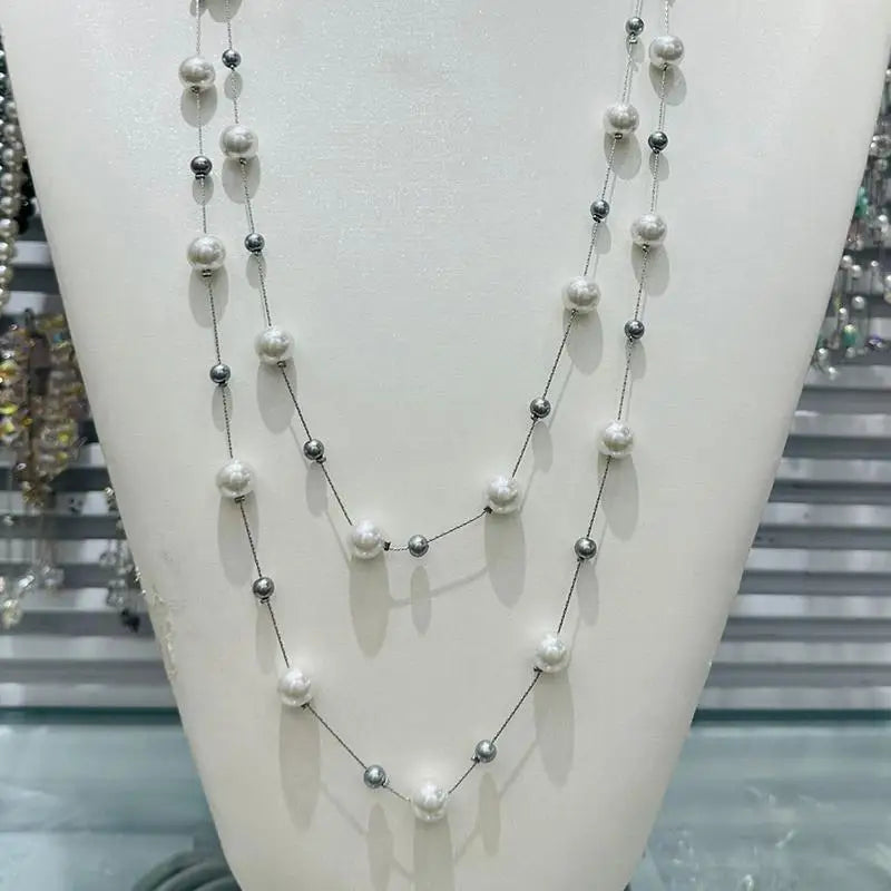 Layered Vintage Pearl Necklace for Women Multi Strand Bead Choker Glam Jewelry for Engagement Anniversary