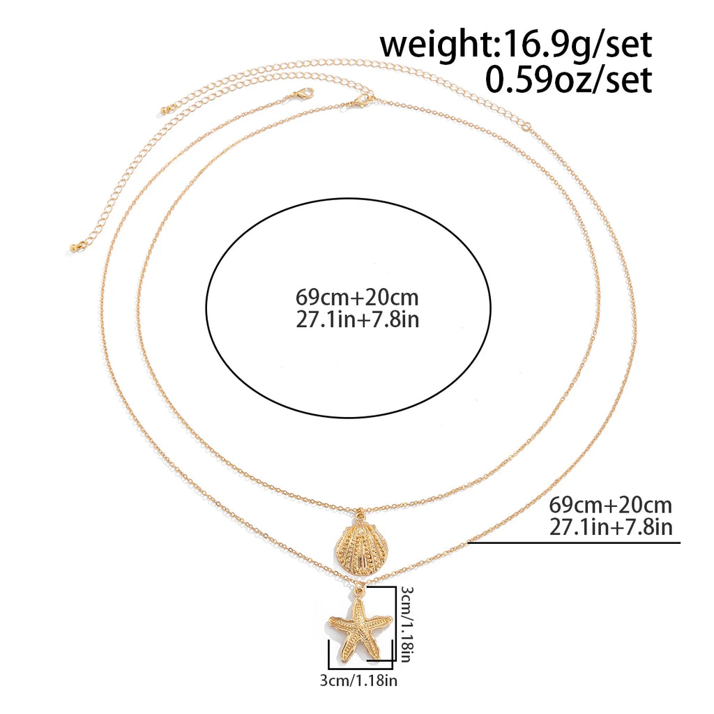 KunJoe 2Pcs/Set Beach Starfish Conch Pendant Belly Chain for Women Sexy Bikini Multilayer Golden Waist Chain Summer Body Jewelry