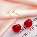 Sweet Red Cherry Earring for Women Trendy Korean Small Fresh Sweet Lovely Cherries Pendant Fruit Earrings Party Jewelry Gifts