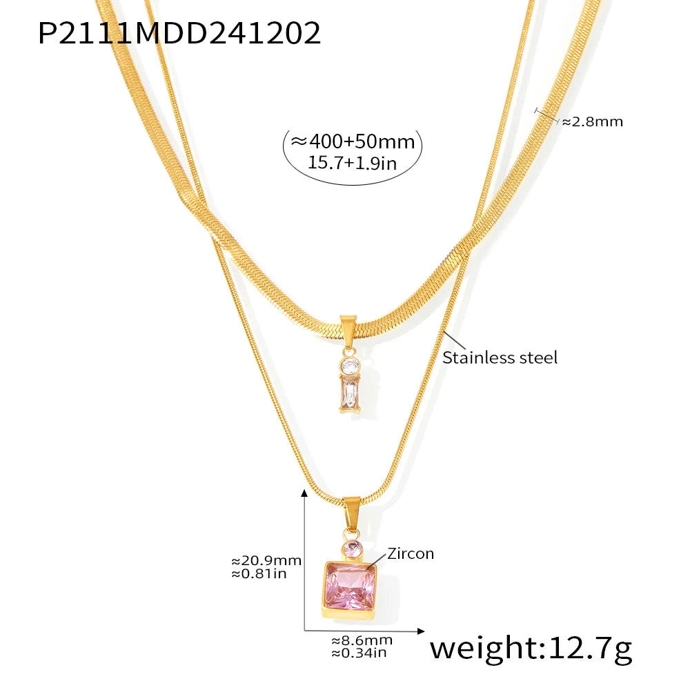 Collana Doppio Strato Zircone Oro 18K – uGlam
