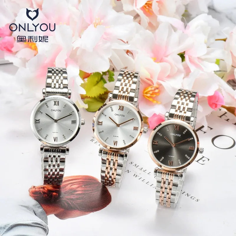ONLYOU Elegant Women's Watch,featuring A Simple and Stylish Stainless Steel Strap,a Waterproof Design and A High-end,luxurious