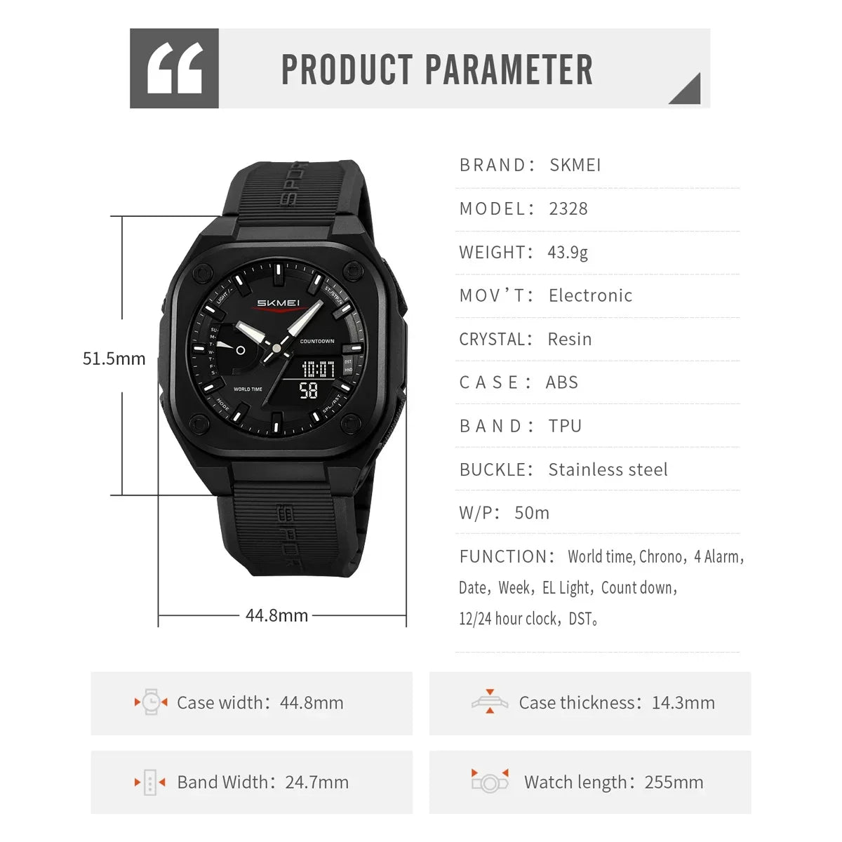 Orologio Digitale Sport Multifunzione | Impermeabile 50m
