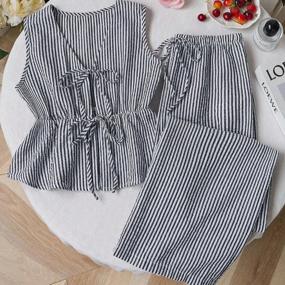 Completo Due Pezzi Donna – Canotta a Spalline e Pantaloni a Gamba Larga