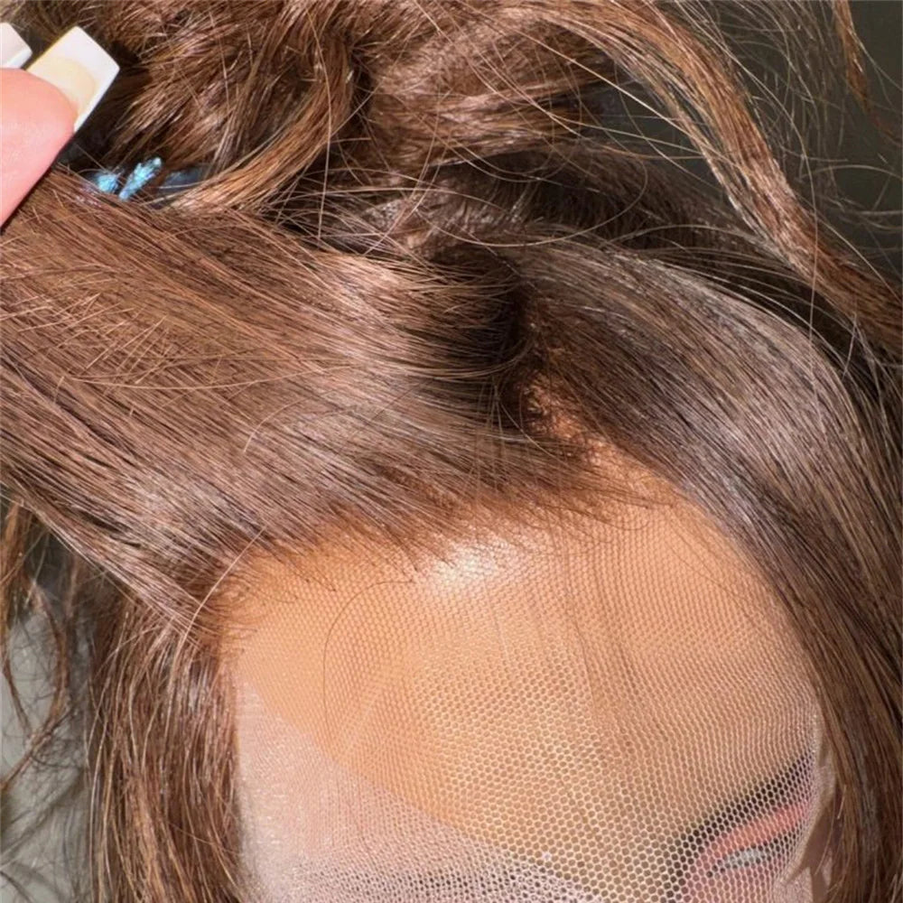 Mocha Brunette Lace Front Wig Long Wavy Brown Wig Natural Looking Heat Resistant Fiber Synthetic Wigs for Women Daily Party Use