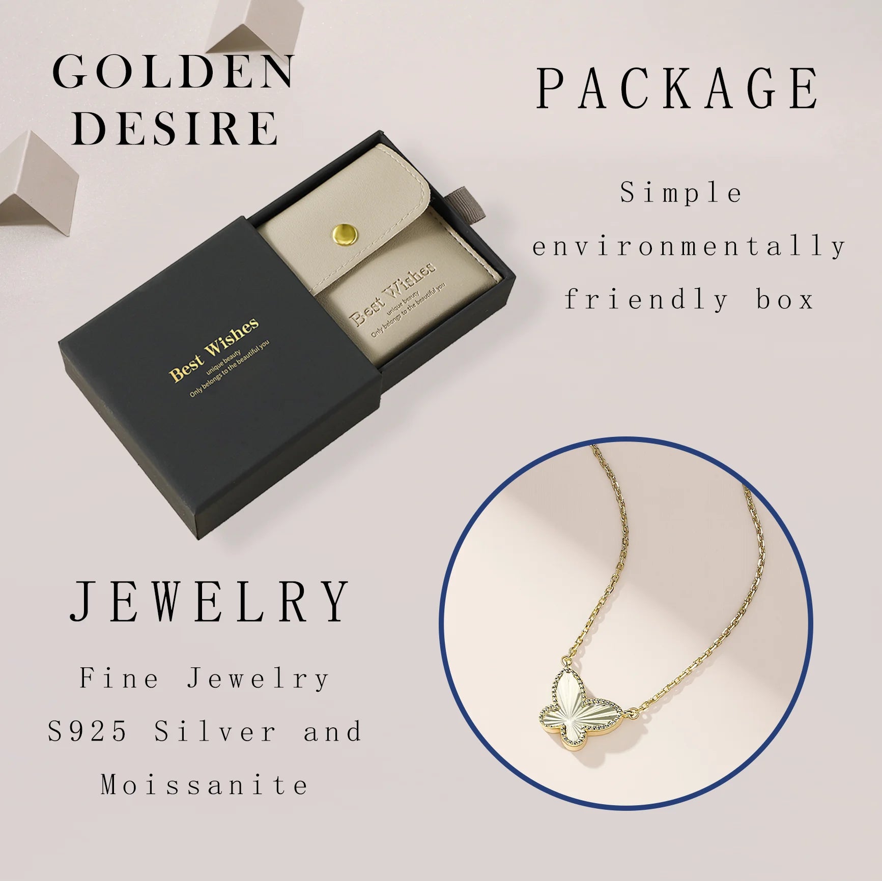 Collana Donna con Pendente Farfalla Scolpita – Argento S925 Light Luxury Silver e Gold 14k