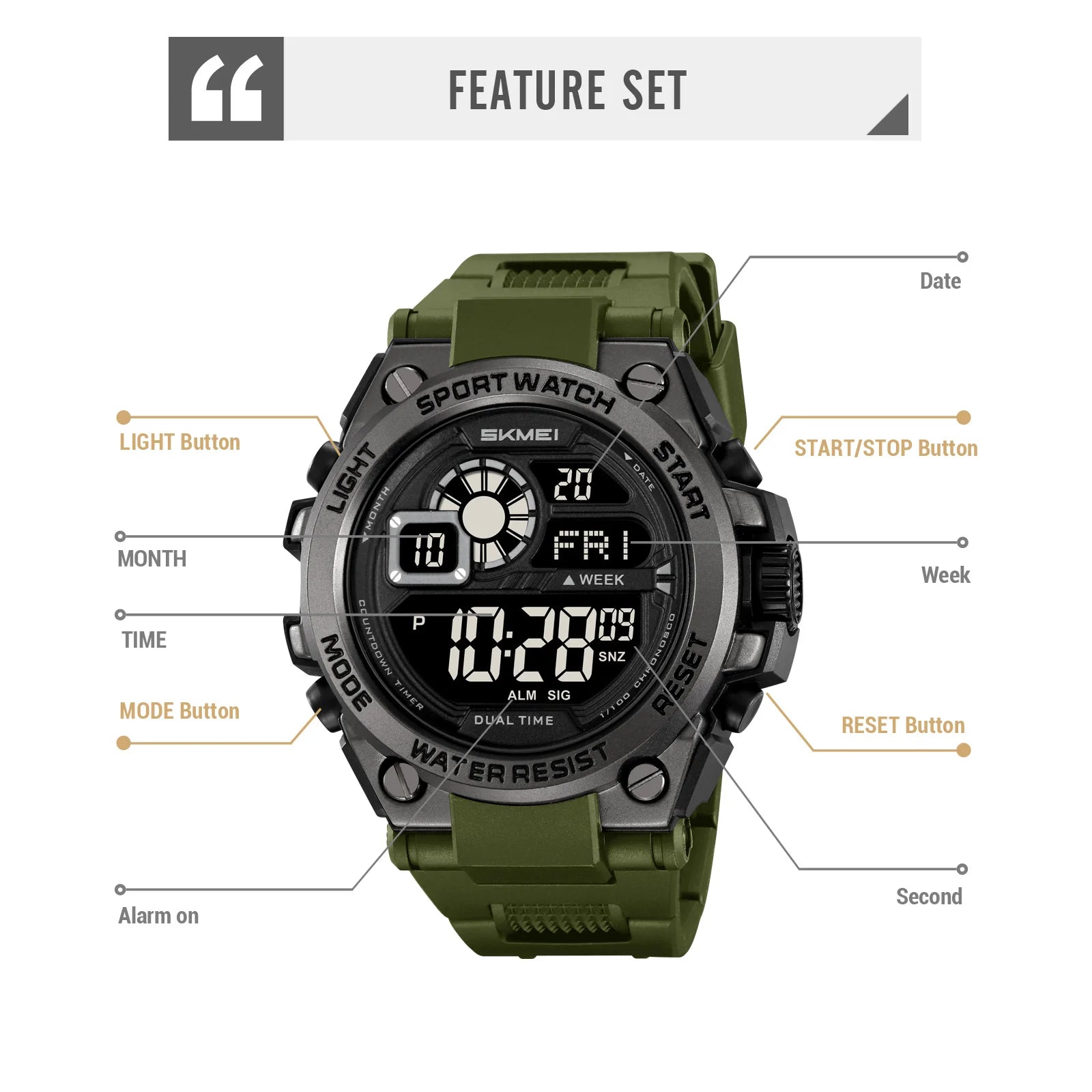 Orologio Digitale Militare SKMEI | Sport Luminoso Impermeabile 30m