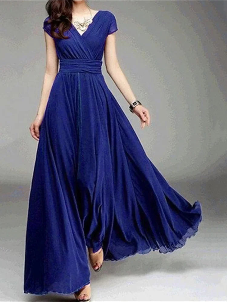 Abito Bodycon Donna in Chiffon – Manica Corta Boho Elegante Estate