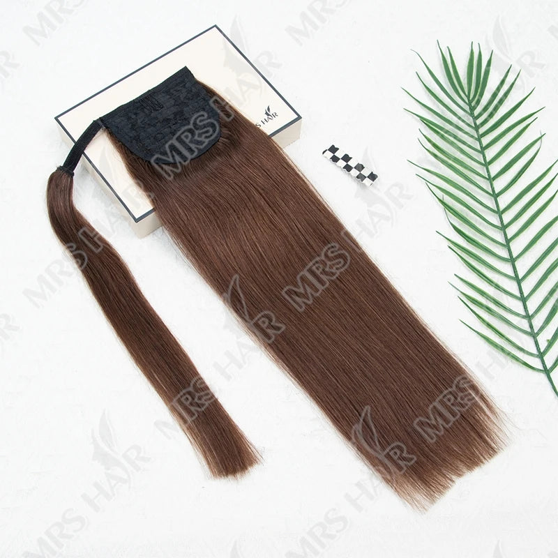Chocolate Brown Human Hair Ponytail Real Natural Hair Clip In Ponytail Human Hair High Ponytails #2 Dark Brown 14-22 Inch