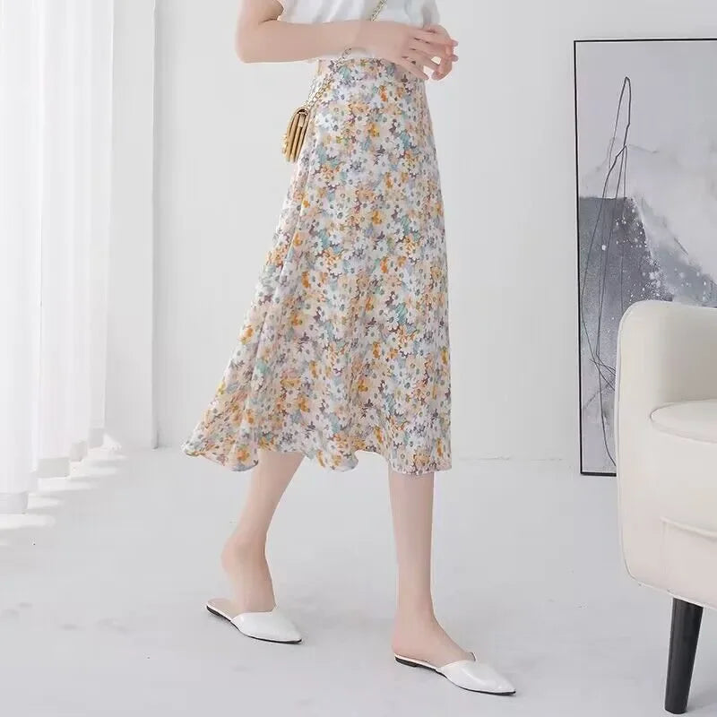Gonna Midi Floreale in Chiffon – uGlam
