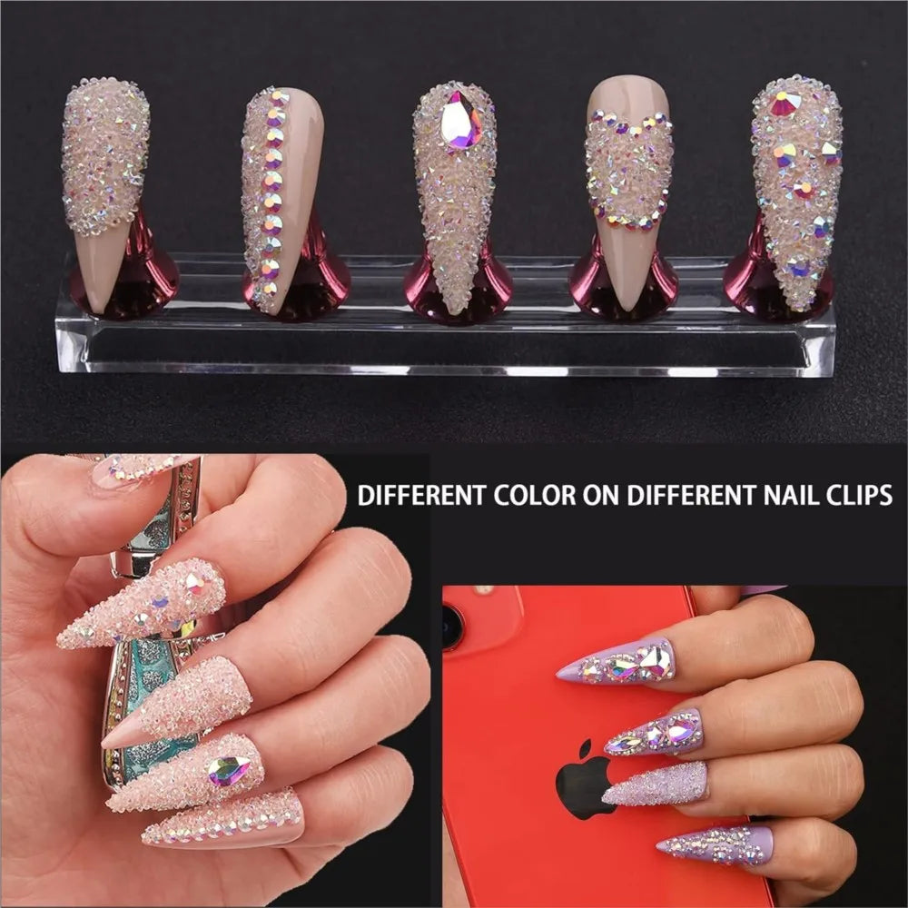 1Bag Ultra Mini 1.2mm Nail Rhinestones Micro Crystal Iridescent Bling Tiny Diamond Nail Gems AB/Clear Rhinestone Nail Decoration