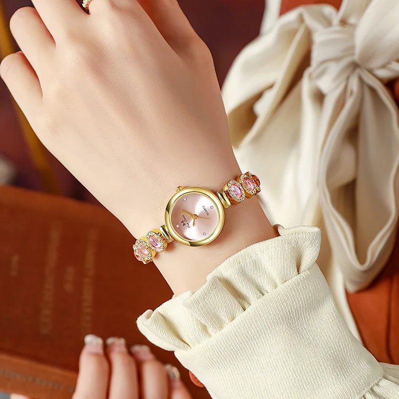 Orologio da Donna con Strass – Quadrante Piccolo, Movimento al Quarzo, Bracciale
