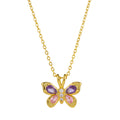 1 Piece Butterfly Pendant Necklace 18K Real Gold Plated Brass & Cubic Zirconia Link Cable Chain Necklaces For Women Choker Gift