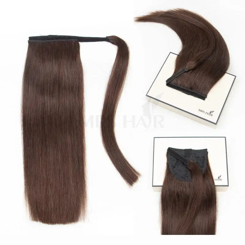 Chocolate Brown Human Hair Ponytail Real Natural Hair Clip In Ponytail Human Hair High Ponytails #2 Dark Brown 14-22 Inch