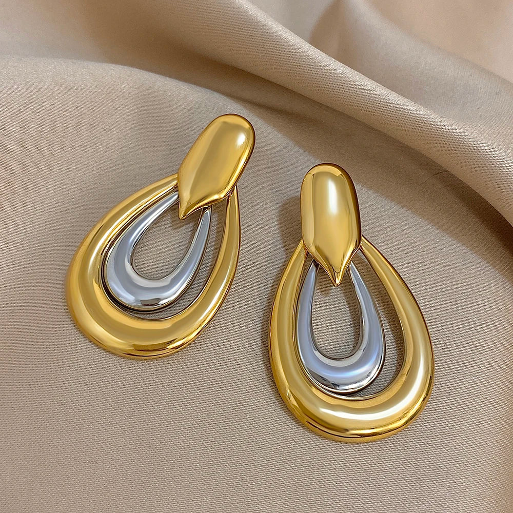 Orecchini Fiore Geometrico Bicolore Placcato Oro – uGlam