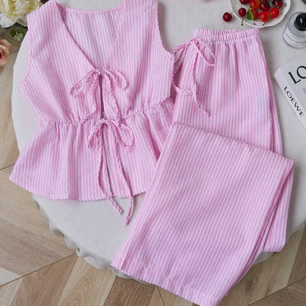 Completo Due Pezzi Donna – Canotta a Spalline e Pantaloni a Gamba Larga