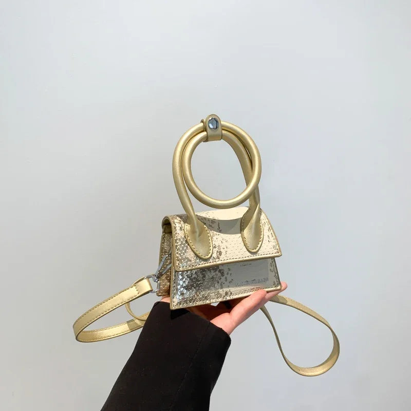 Brand Women Silver Chic Crossbody Bag Luxury Designer Small Shoulder Bags Fashion Gold Mini Coin Purse Cute Pu Leather Handbag
