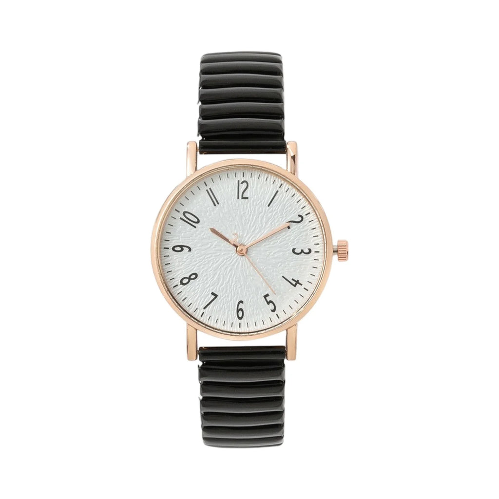 Women Fashion Trend Watch Simple Style Elastic Strap Classic Round Dial Quartz Watch Lady Elegant Temperament Hand Decoration