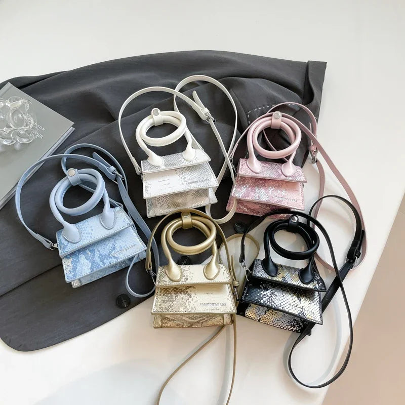 Brand Women Silver Chic Crossbody Bag Luxury Designer Small Shoulder Bags Fashion Gold Mini Coin Purse Cute Pu Leather Handbag