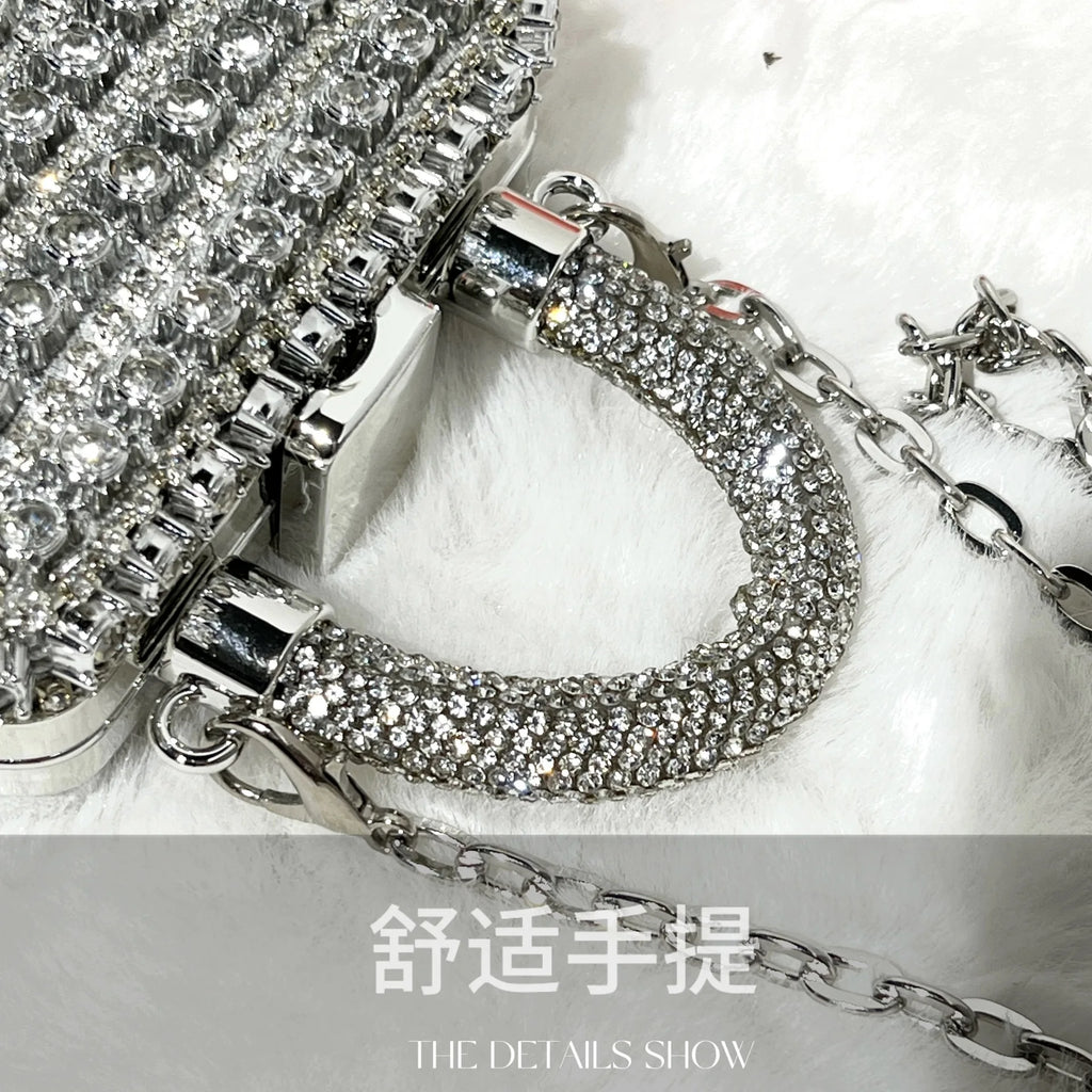 Mini Evening Bags Shiny Rhinestone Coin Purse Chain Coin Bag Small Crossbody Bag Woman's Purse Handbag for Party