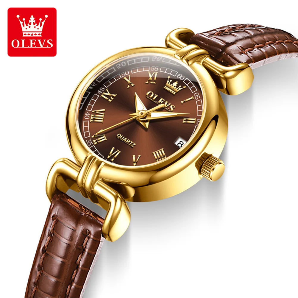 Orologio Donna OLEVS Quarzo | Cinturino Pelle Impermeabile Luminoso | Idea Regalo | uGlam