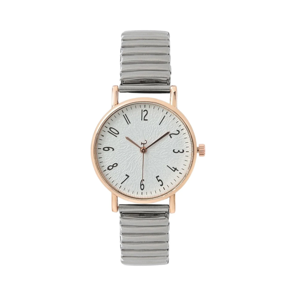 Women Fashion Trend Watch Simple Style Elastic Strap Classic Round Dial Quartz Watch Lady Elegant Temperament Hand Decoration