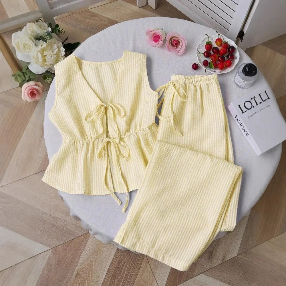 Completo Due Pezzi Donna – Canotta a Spalline e Pantaloni a Gamba Larga