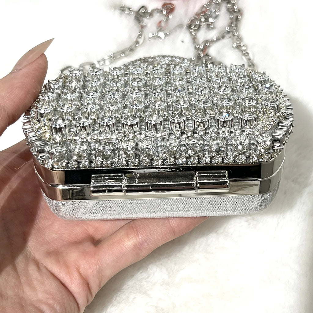 Mini Evening Bags Shiny Rhinestone Coin Purse Chain Coin Bag Small Crossbody Bag Woman's Purse Handbag for Party