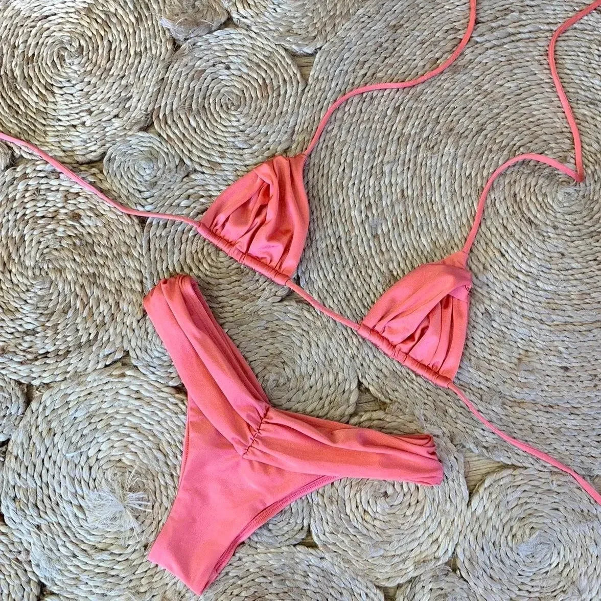 Bandage Bikinis Set Sexy Bikini Sets Solid Swimsuit Women Beachwear 2024 Summer Swimwear High Cut Bathing Suit Beach Biquinis