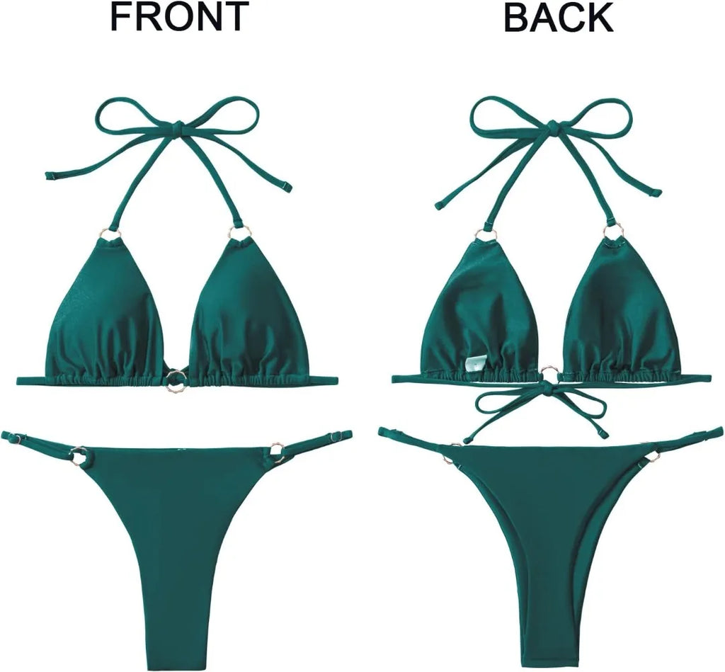 Bikini Donna Due Pezzi | Triangolo Backless con Spalline Sottili