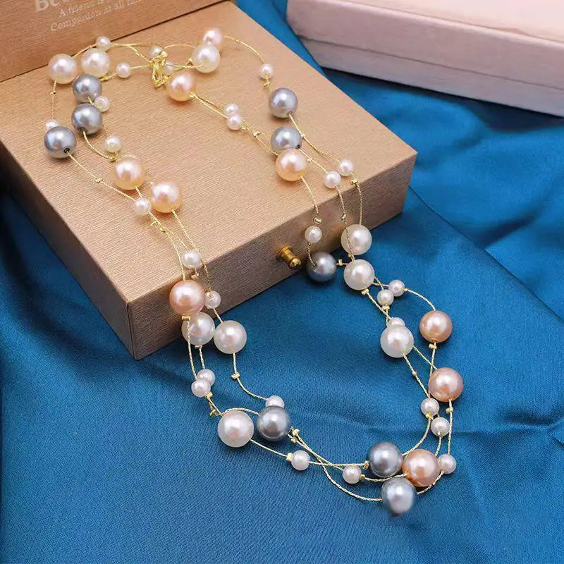 Collana Donna Multistrato Vintage con Perle – Choker Glam Fidanzamento Anniversario