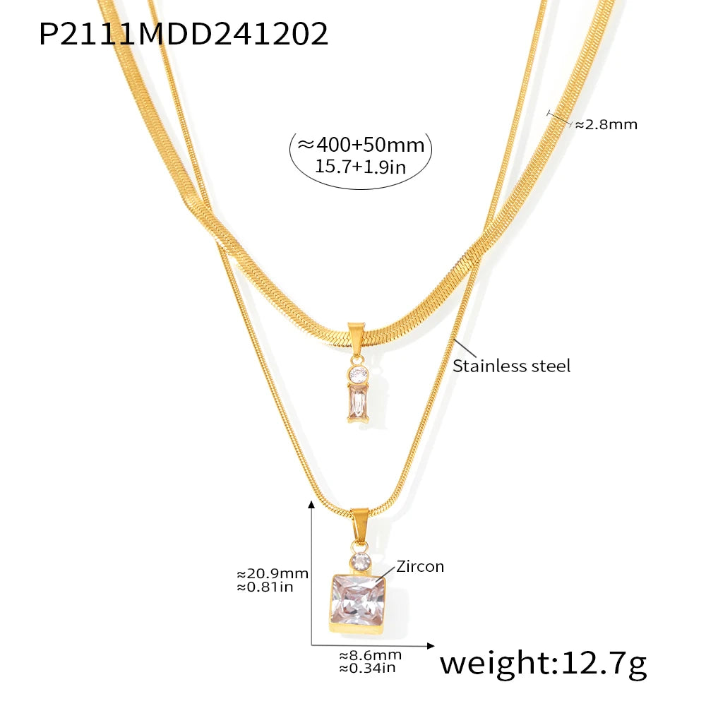 Collana Doppio Strato Zircone Oro 18K – uGlam