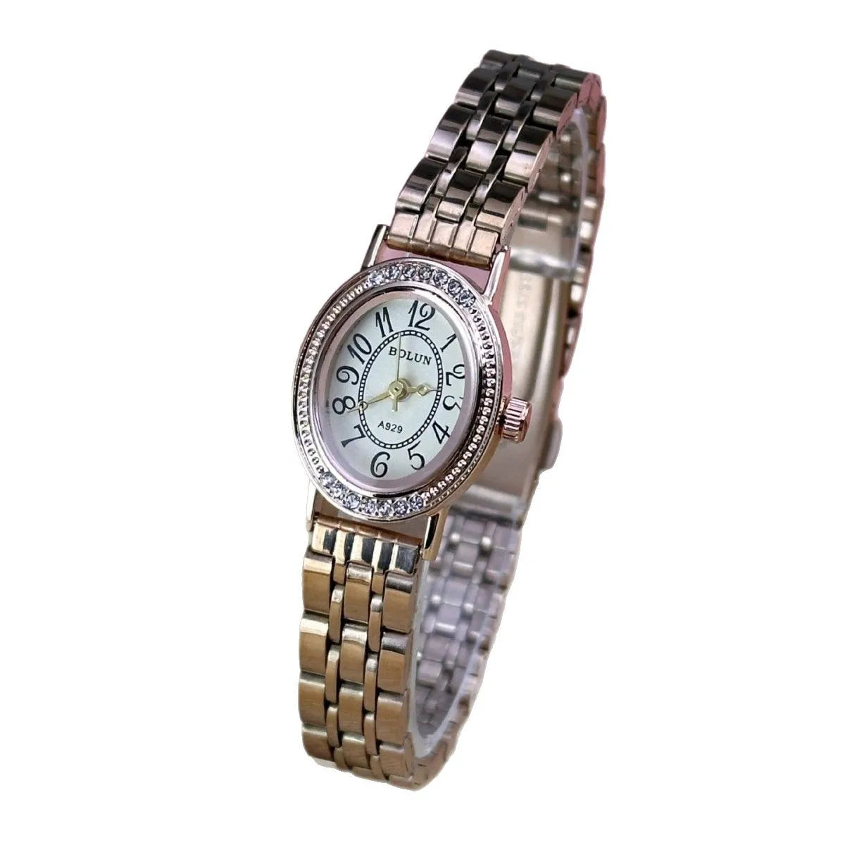 Orologio da Donna Ovale con Diamanti – Cassa in Acciaio, Quadrante Romano, Quarzo