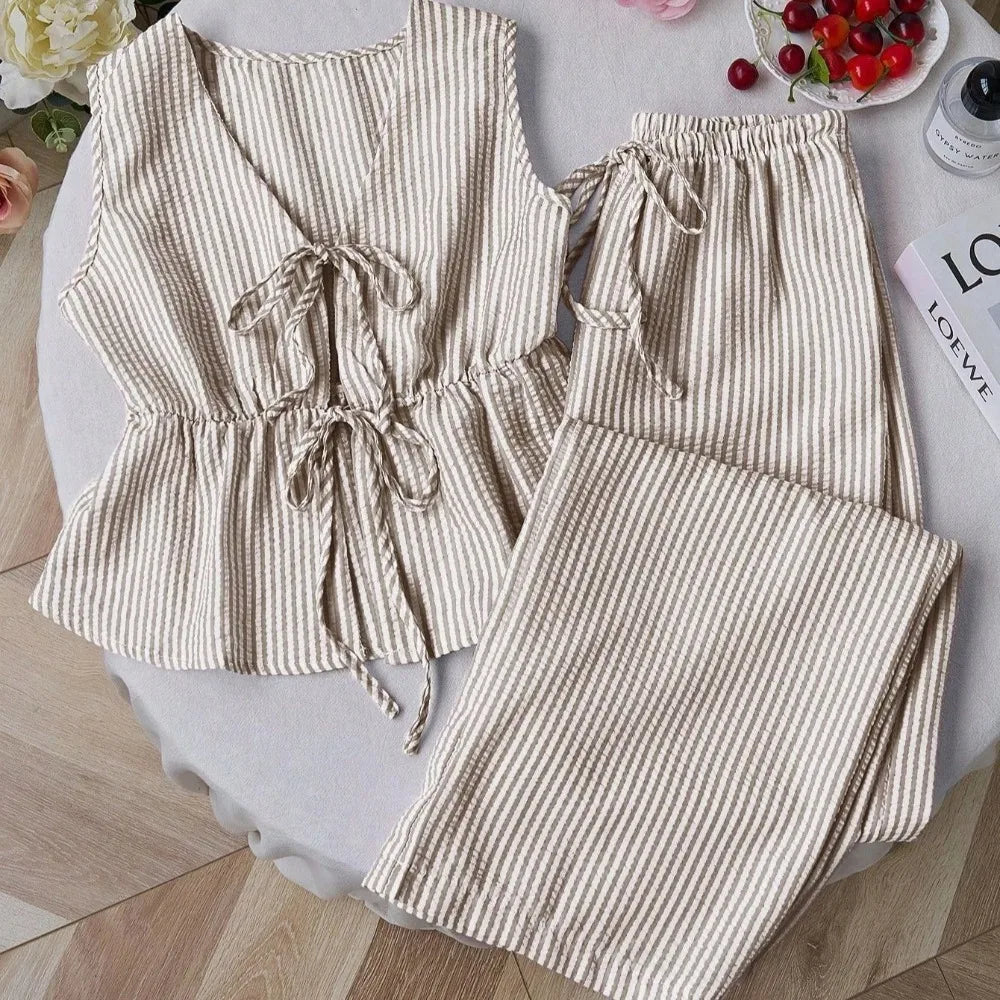 Completo Due Pezzi Donna – Canotta a Spalline e Pantaloni a Gamba Larga