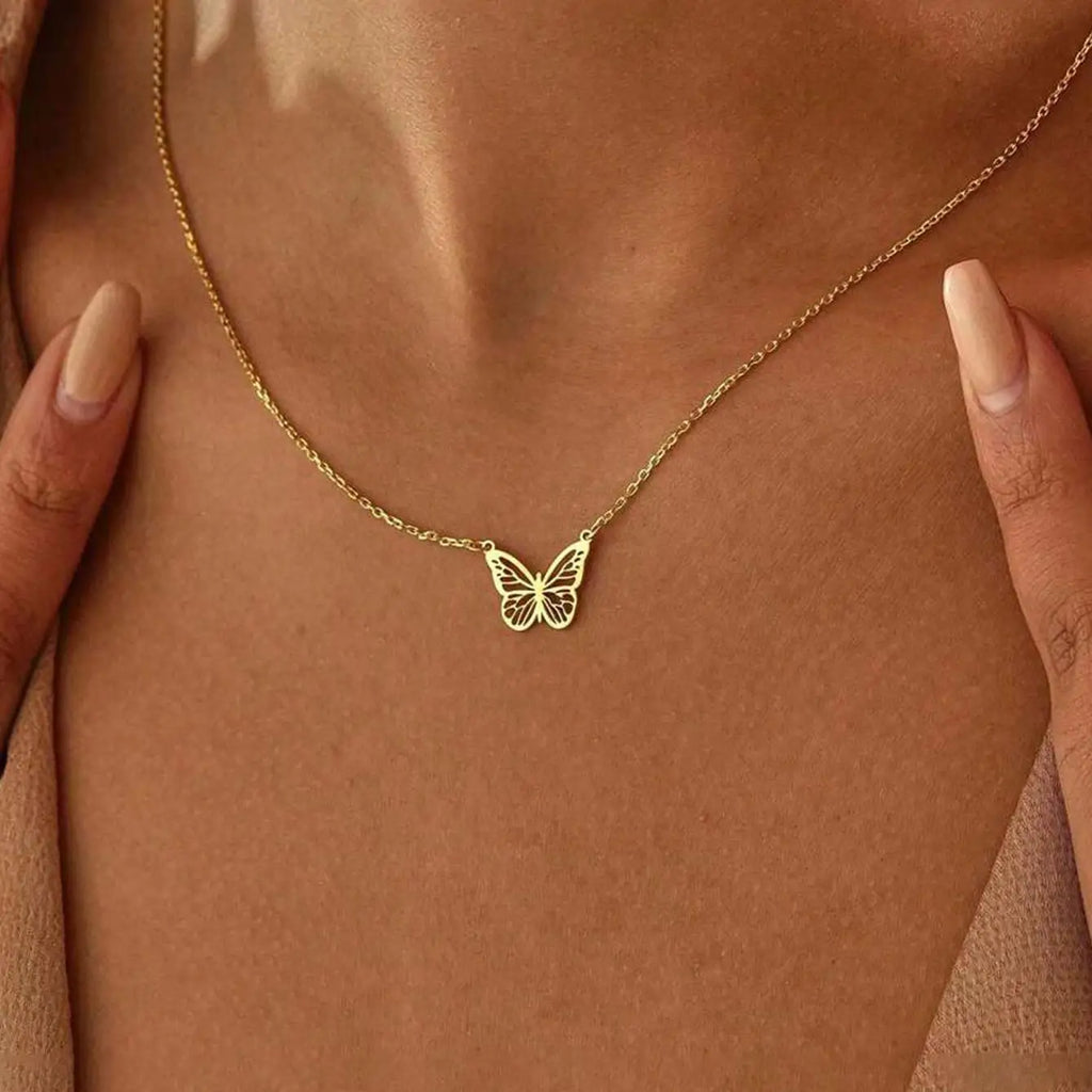 14K Gold Plated Dainty Butterfly Pendant Necklace Simple Jewelry Gift for Women Trendy Personalized Jewelry Gift Non Tarnish