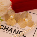 Exaggerate Golden Alloy Flower Big Hoop Earrings Personality Fashion Dangle Earring for Women Girls Ear Hook Metal Charm Jewelry