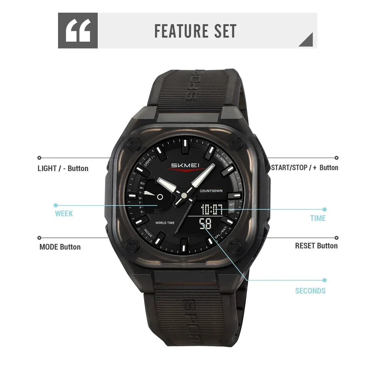 Orologio Digitale Sport Multifunzione | Impermeabile 50m