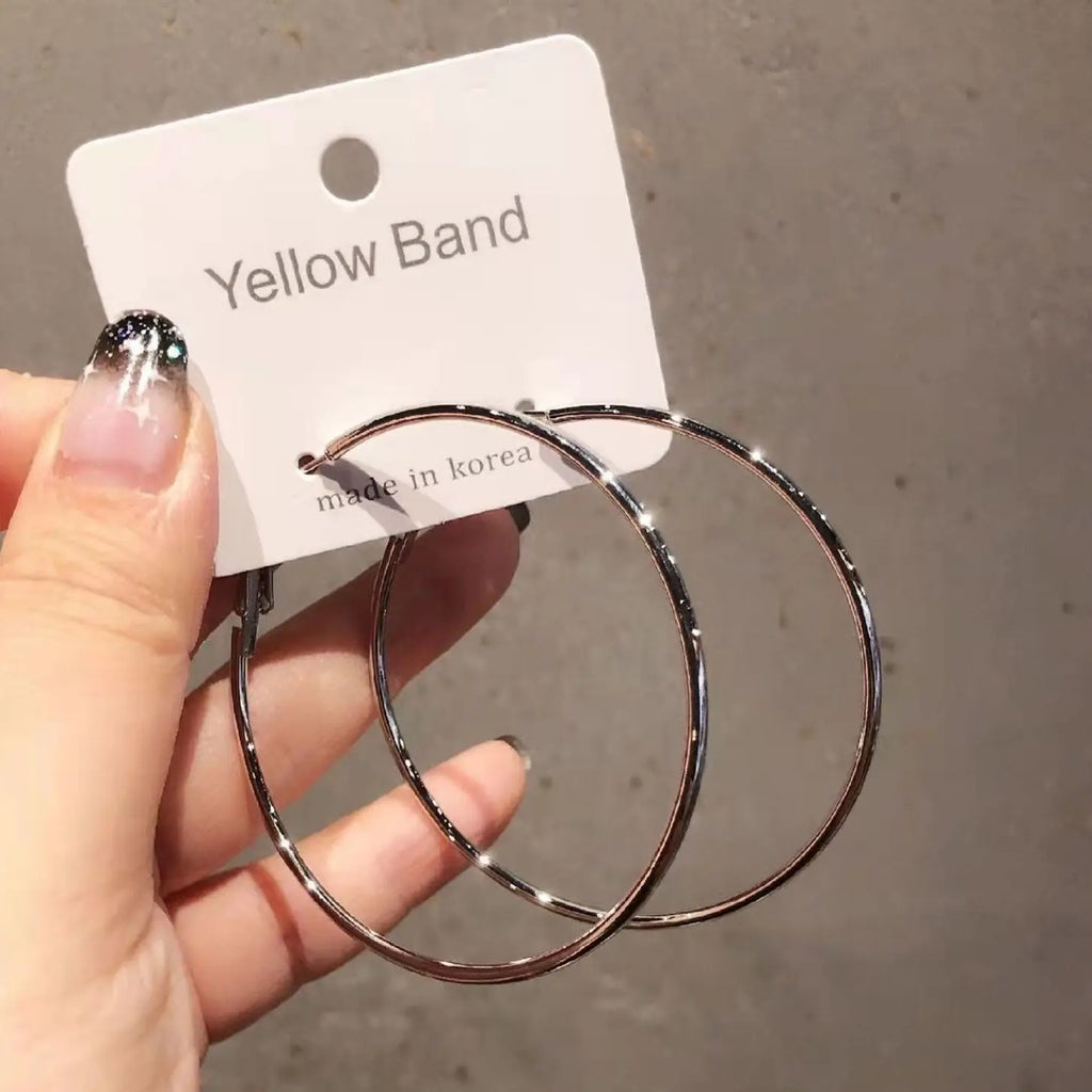 Oversized Hoop Earrings S925 Silver Korean Minimalist Style Everyday Fashion Statement Earrings Lightweight Chic Accessory Gift