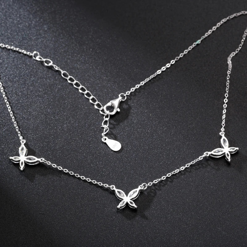 925 Sterling Silver Butterfly Necklace 2.4ct Moissanite D Color VVS1 Personality Charm Woman Birthday Gift Exquisite Jewelry