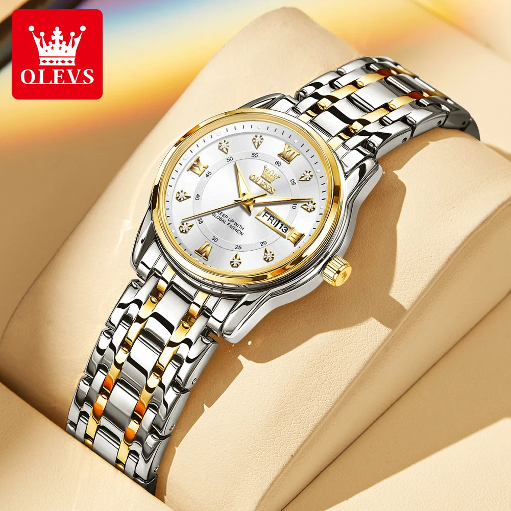 Orologio Donna OLEVS 5513 Acciaio | Quarzo Impermeabile Luminoso Calendario | uGlam