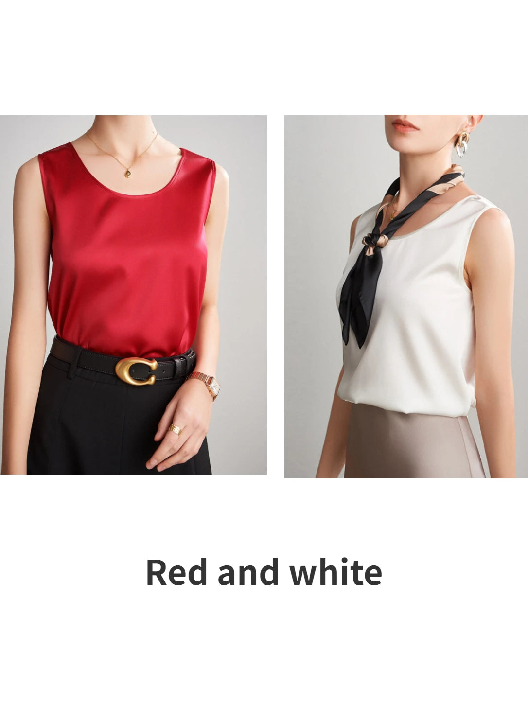 Top Donna Senza Maniche Raso Seta | Canotta Elegante Versatile | 28 Colori | uGlam