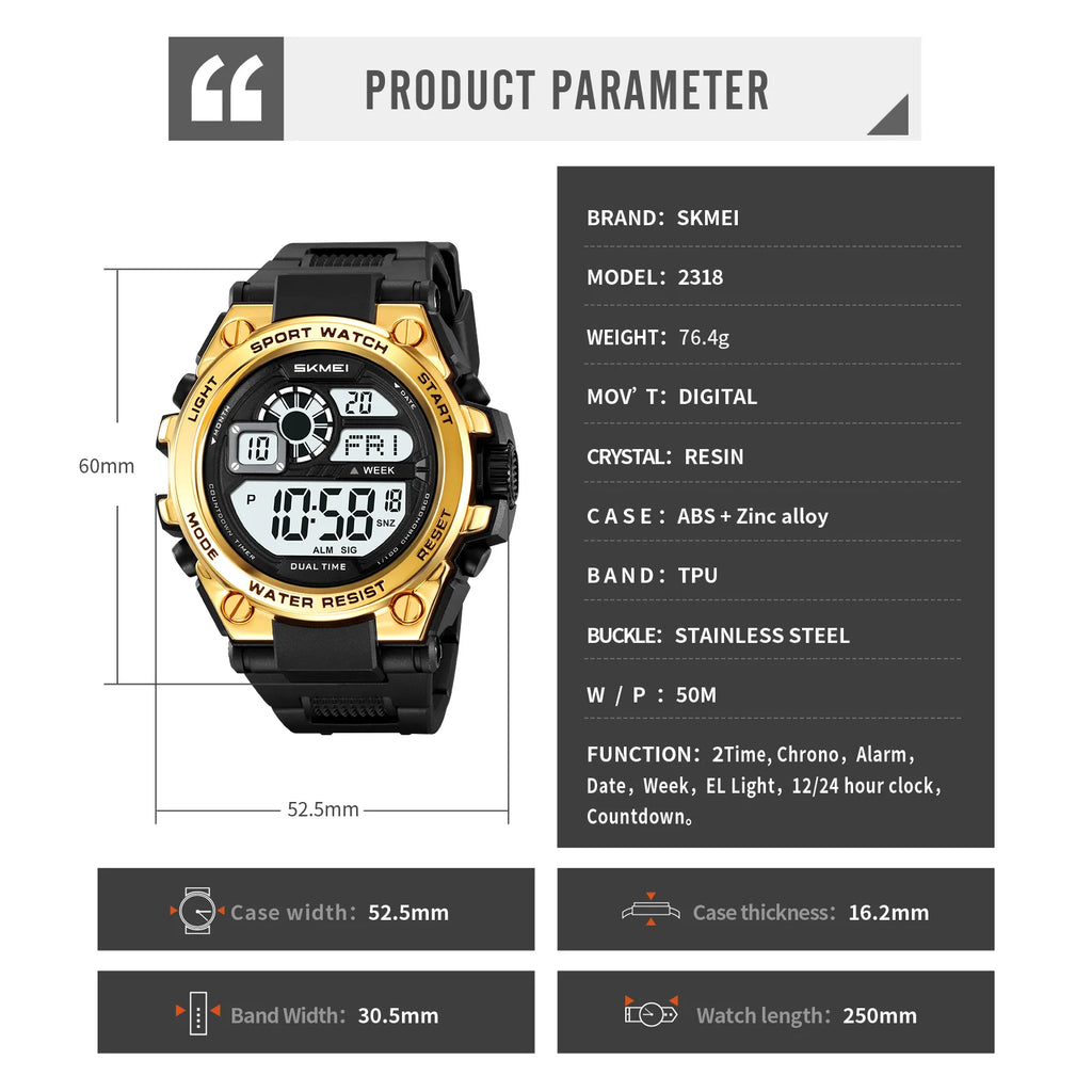 Orologio Digitale Militare SKMEI | Sport Luminoso Impermeabile 30m