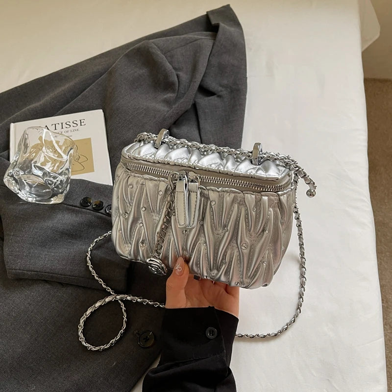 Argento a Spalla Borsa Mini Catena a Tracolla