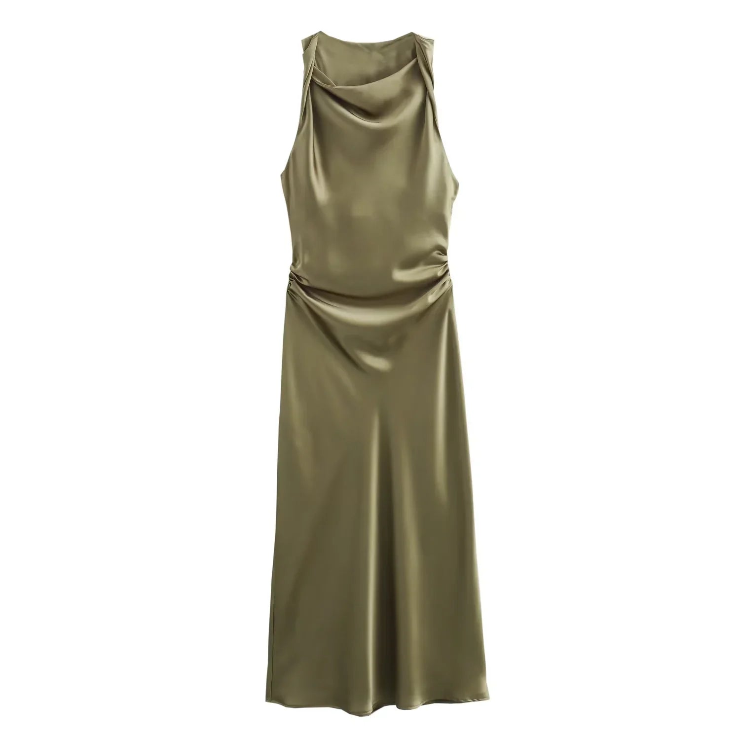 Abito Midi in Raso Donna – Slip Dress Senza Maniche Elegante da Sera