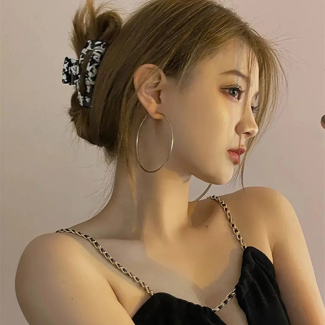 Oversized Hoop Earrings S925 Silver Korean Minimalist Style Everyday Fashion Statement Earrings Lightweight Chic Accessory Gift