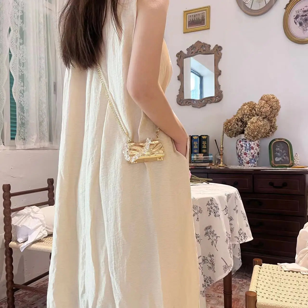 Metal Mini Bag for Women 2024 New Fashion Ice Crack Pearl Chain Mouth Red Bag Designer Shoulder Bag