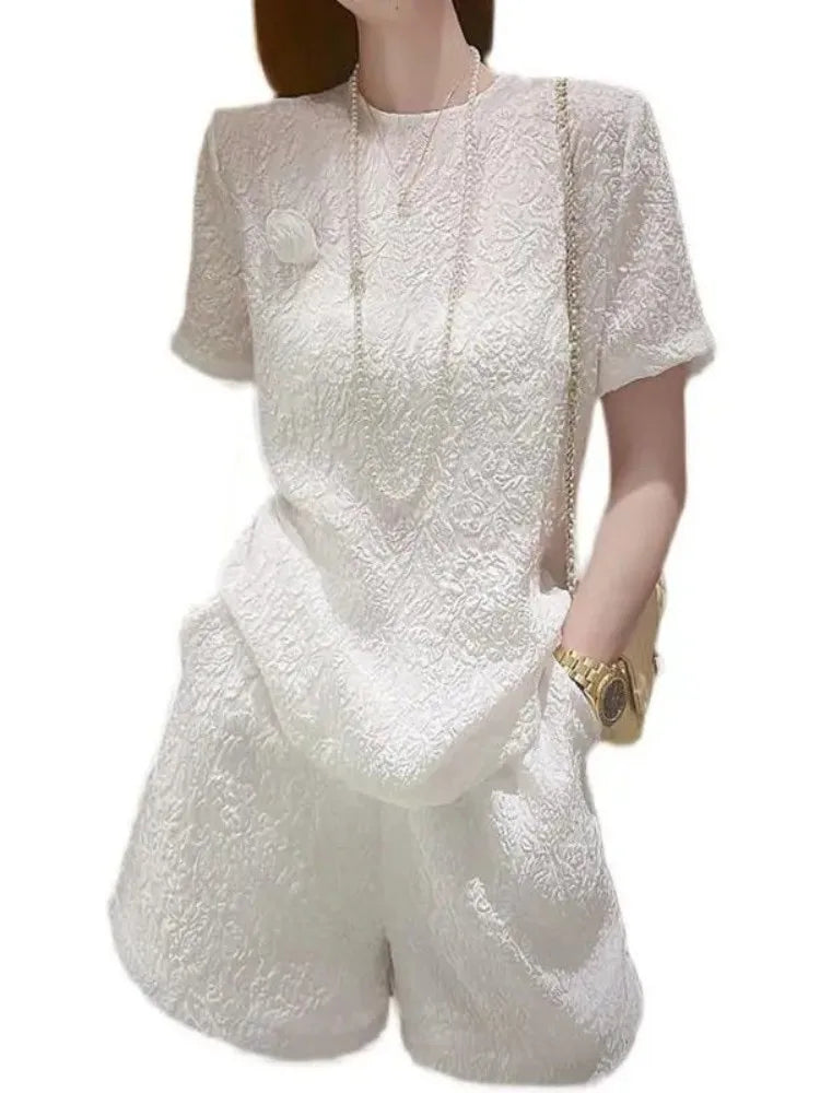 Summer Women's Cotton Linen Two-Piece Set Fashionable Ensemble Polyester Blend Comfortable Fit Ideal for Casual Occasions