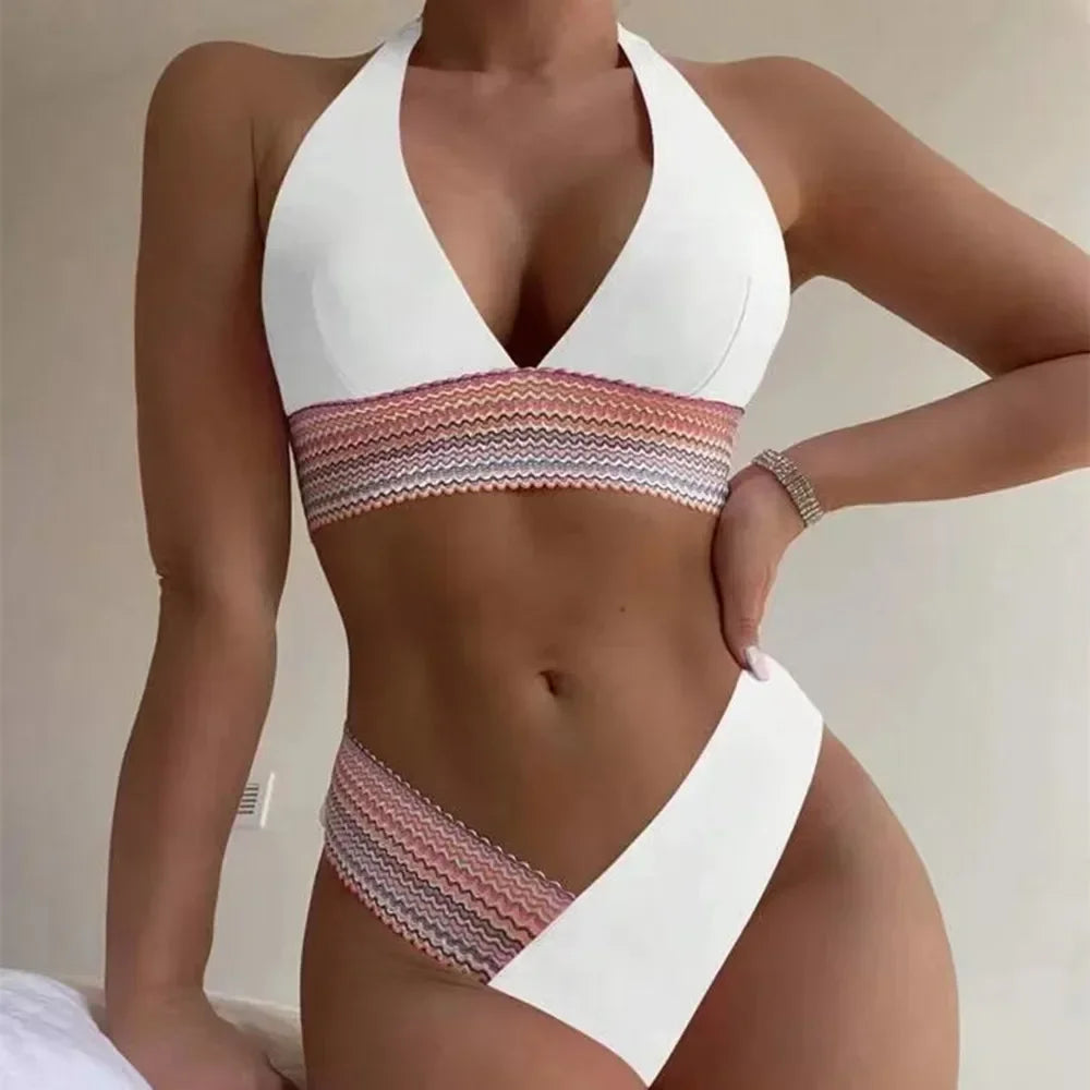 Bikini Donna Brasiliano 2026 | Halter Thong Vita Alta Sexy | 5 Colori S-L | uGlam